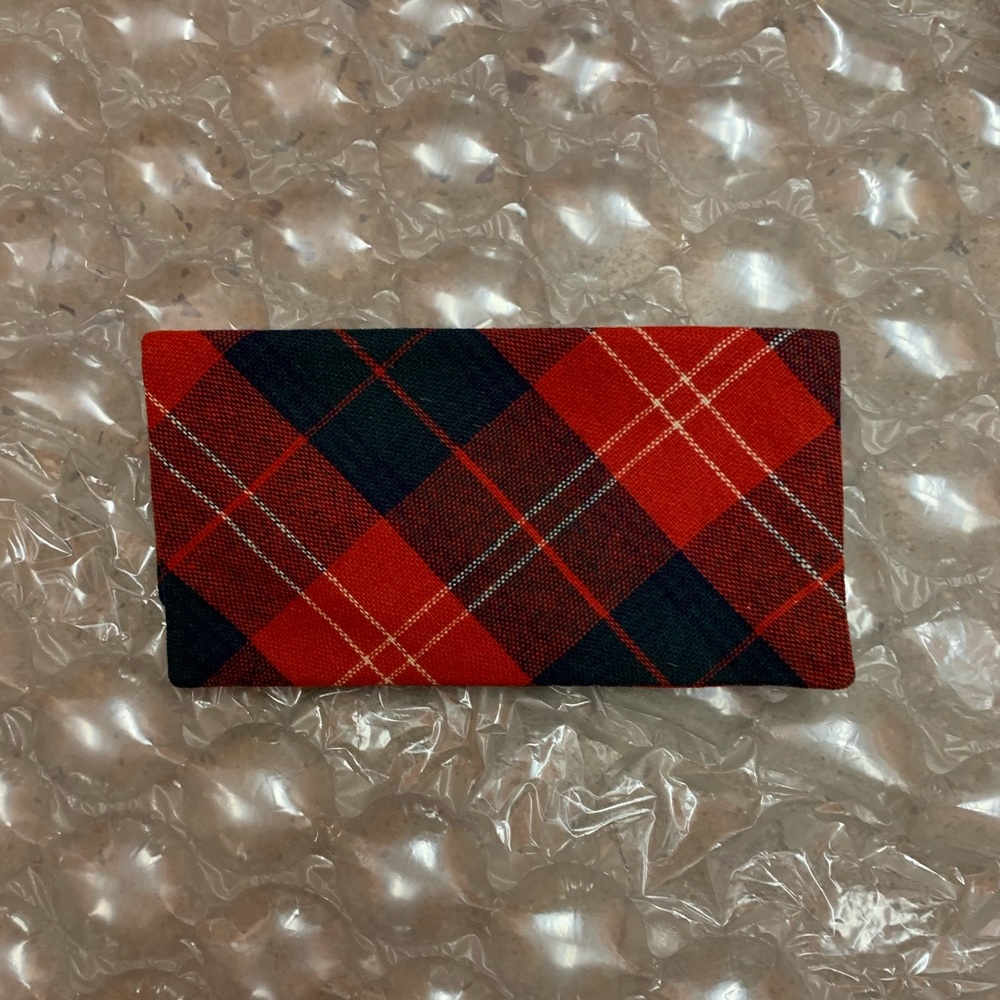 Margaret Smith wool blend plaid flap wallet
